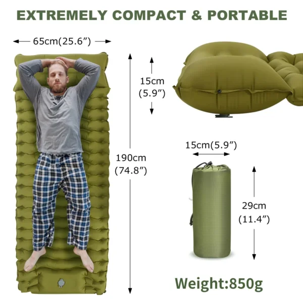 Sleeping Pad with Built-in Pillow & Pump