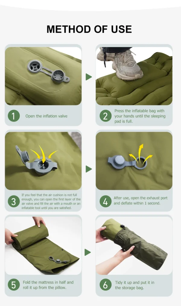 Sleeping Pad with Built-in Pillow & Pump