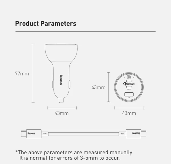 Car Charger 160W Fast Charge 3 Ports