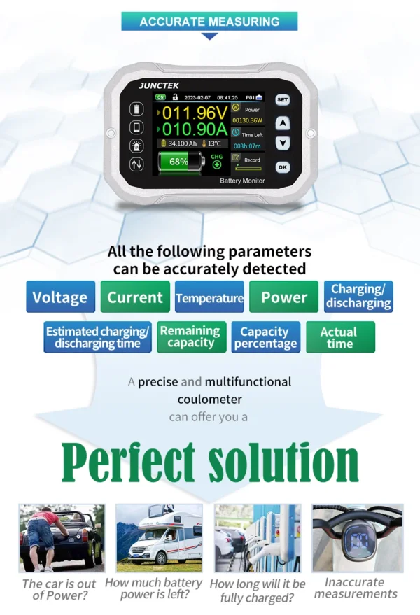 Battery Capacity Monitor 0-120V 100A/400A/600A + Bluetooth