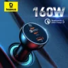 Car Charger 160W Fast Charge 3 Ports