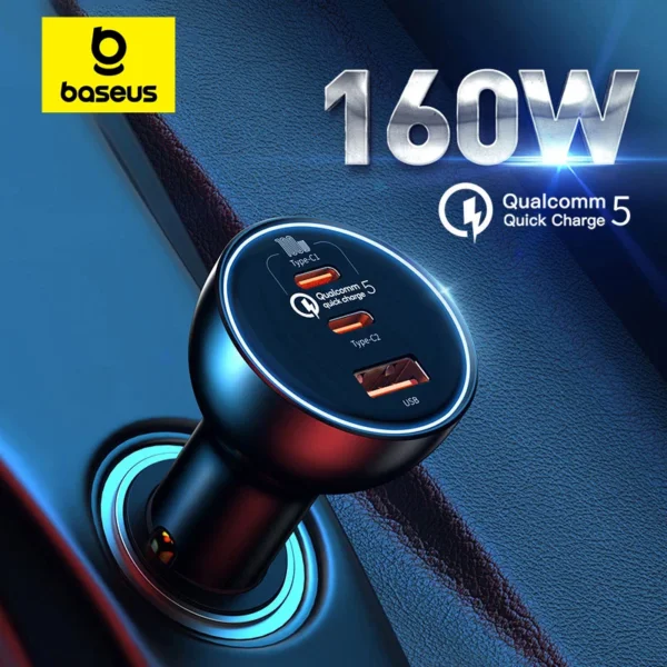 Car Charger 160W Fast Charge 3 Ports