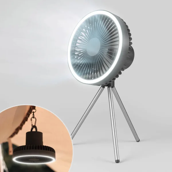 3-in-1 Camping Fan + Light + Power Bank