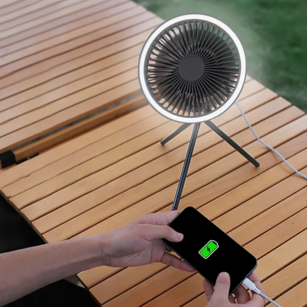3-in-1 Camping Fan + Light + Power Bank