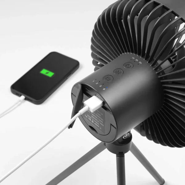 3-in-1 Camping Fan + Light + Power Bank
