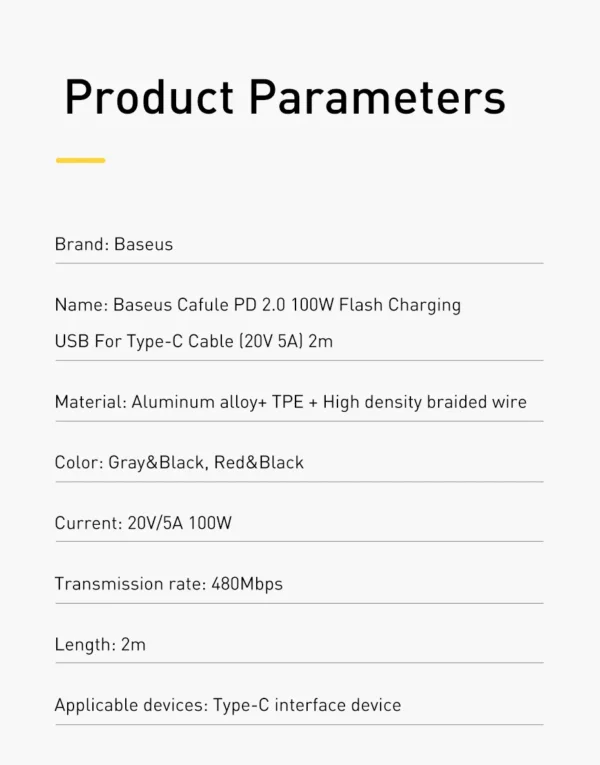 Cable USB-C 100W