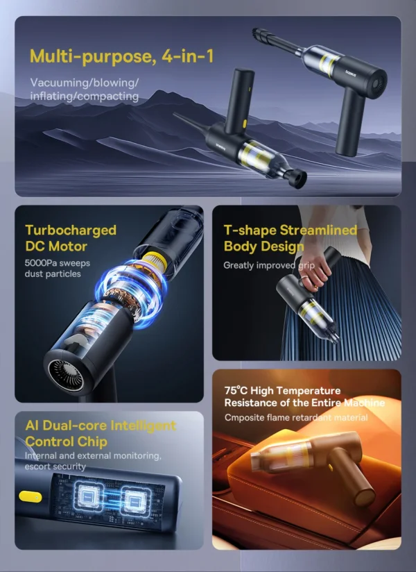 Car Vacuum Cleaner with Blowing Function
